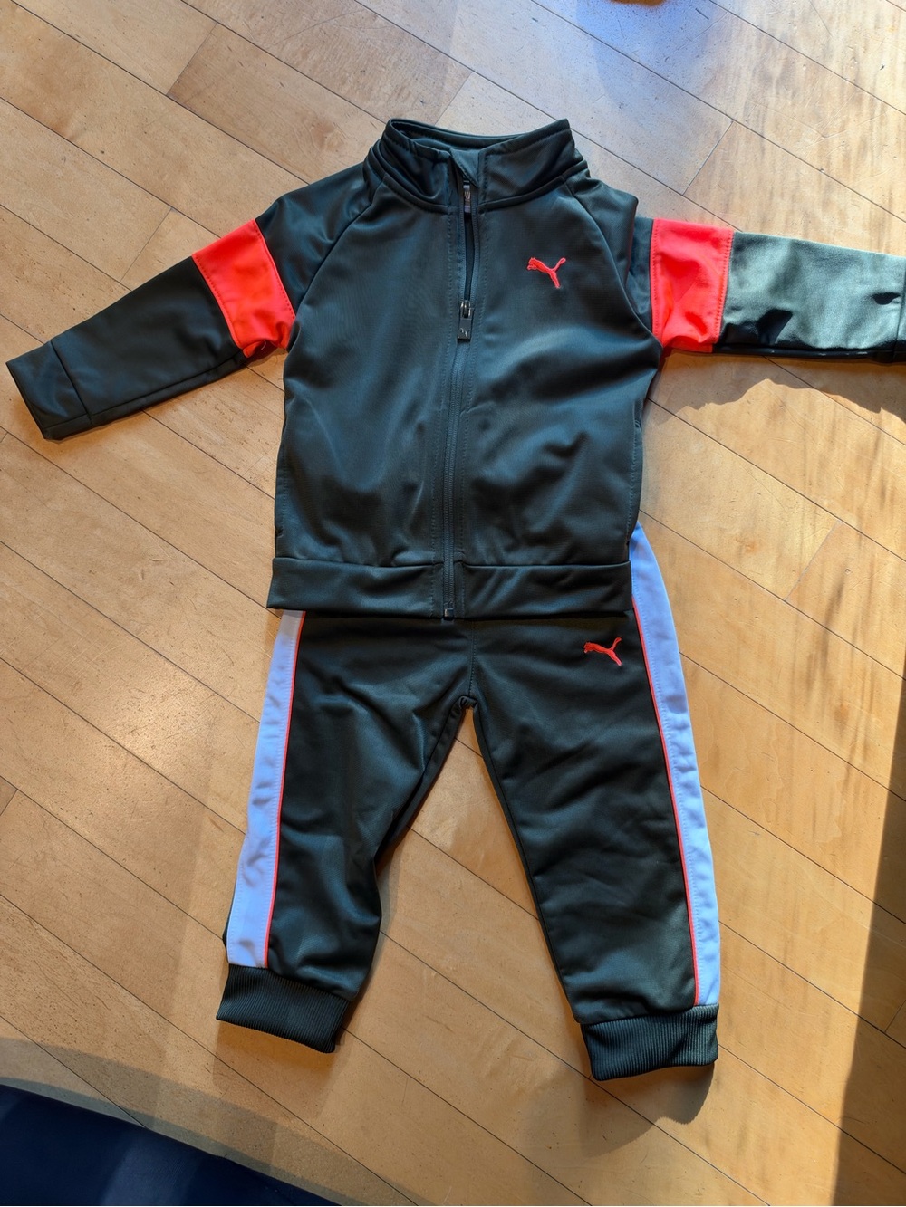 PUMA Kids' Olive and Orange Track Jacket & Pants Set
